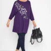 LIMITED COLLECTION Curve Purple Foil Leopard Print Oversized T-Shirt