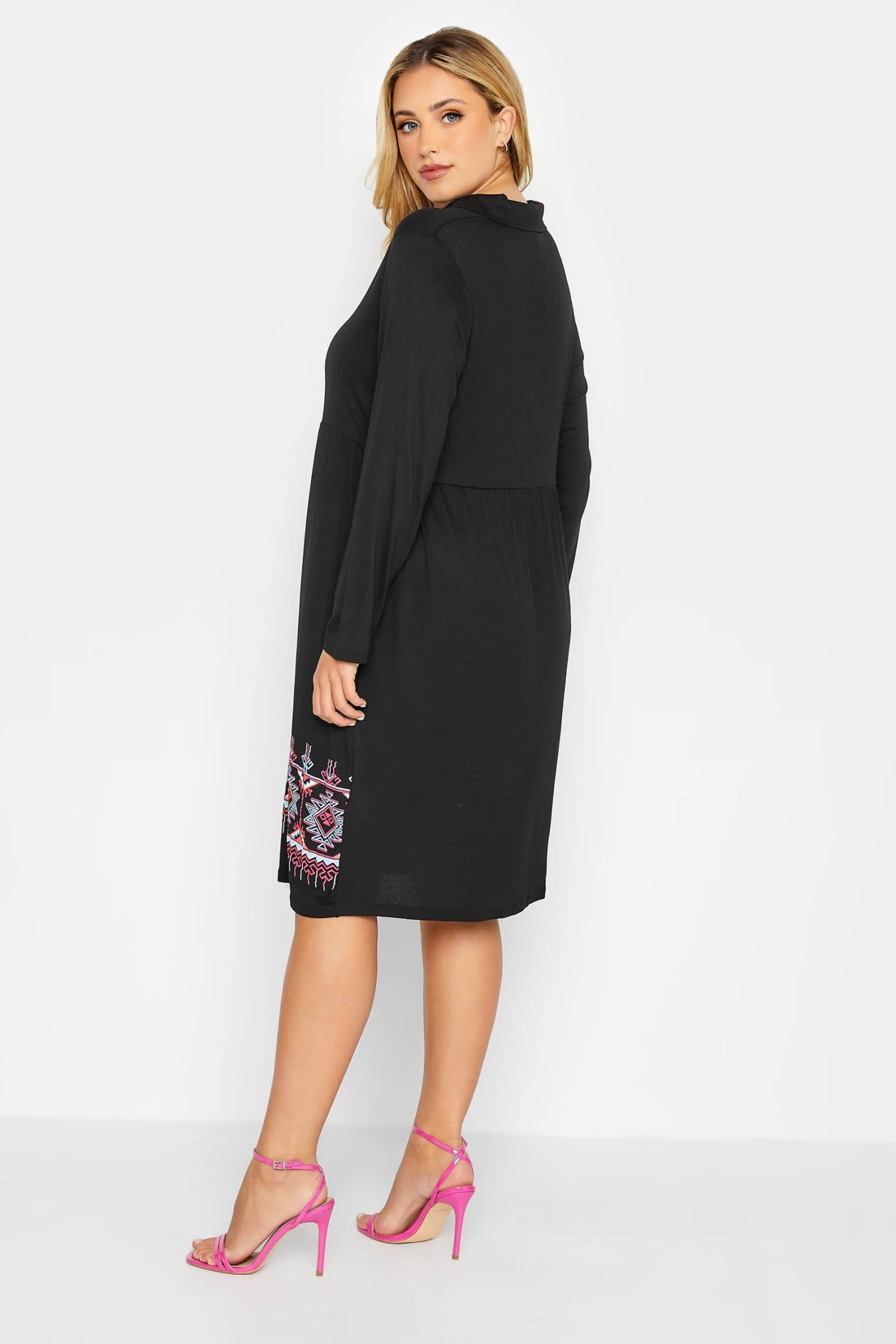YOURS Curve Black Aztec Print Midi Shirt Dress - Image 2