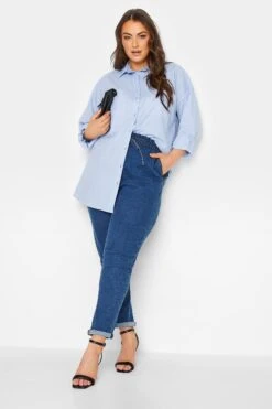 YOURS FOR GOOD Curve Blue Oversized Shirt