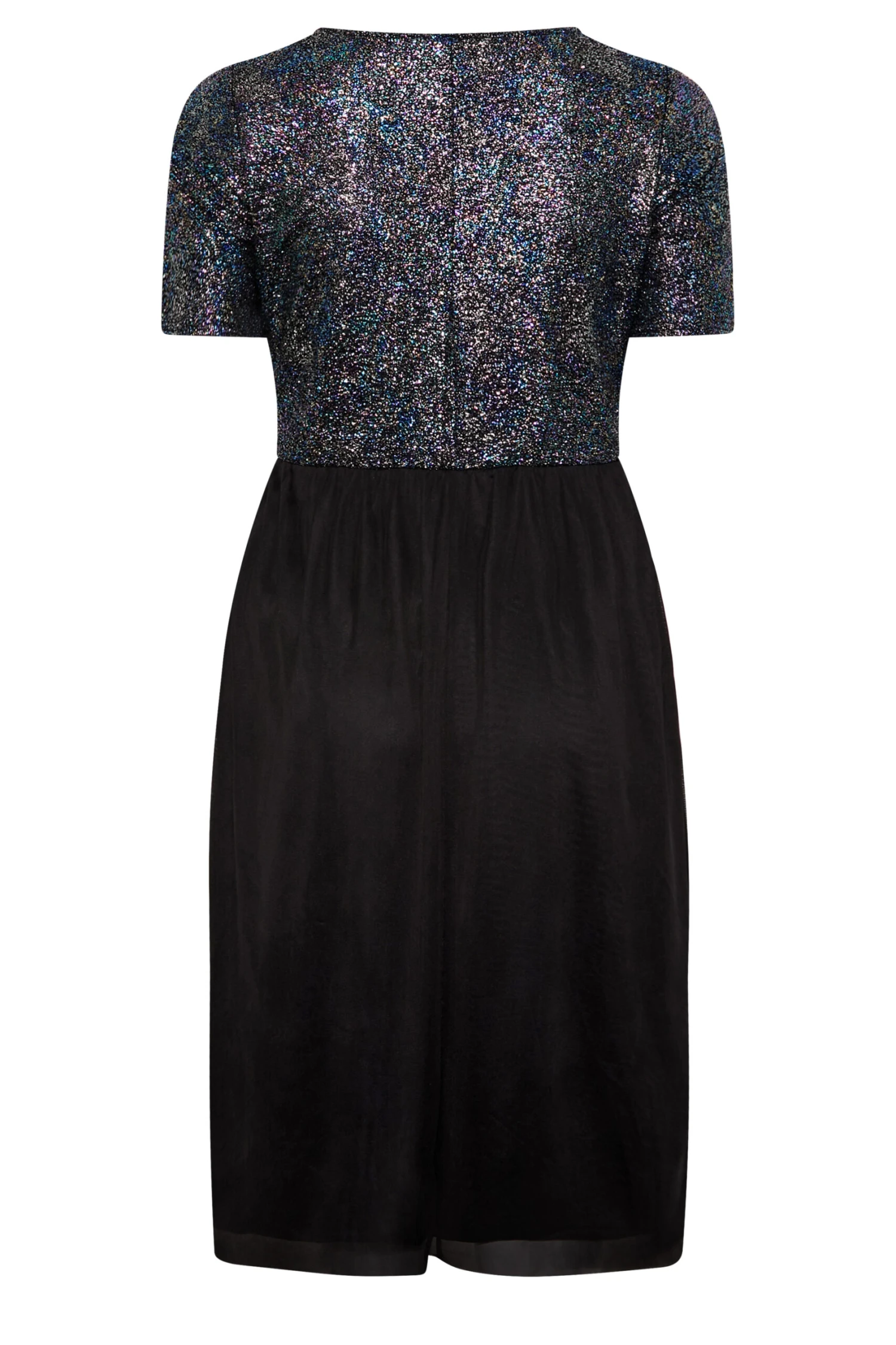 LIMITED COLLECTION Curve Black Glitter Mesh Dress - Image 6