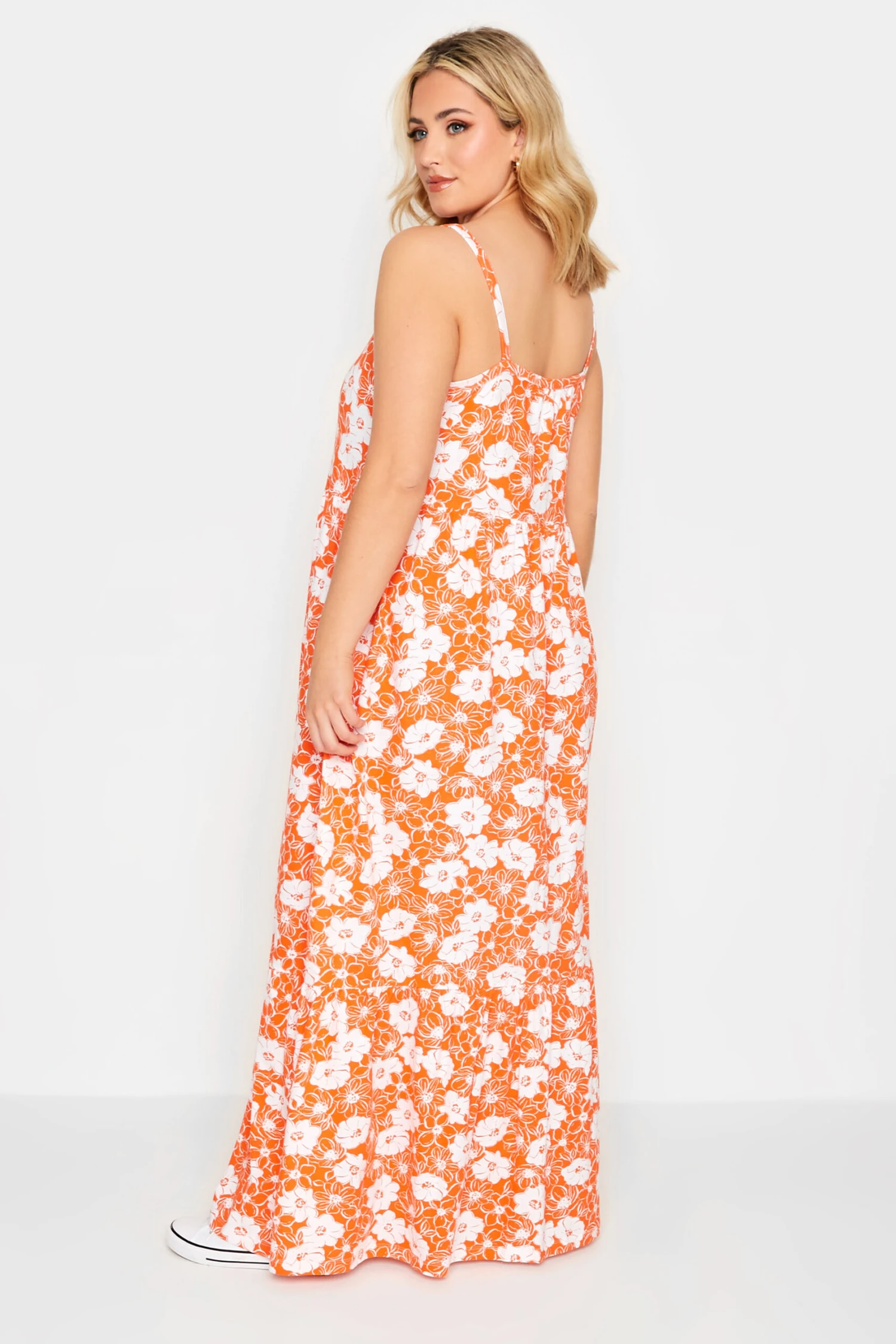 YOURS Curve Orange Floral Tiered Maxi Sundress - Image 2