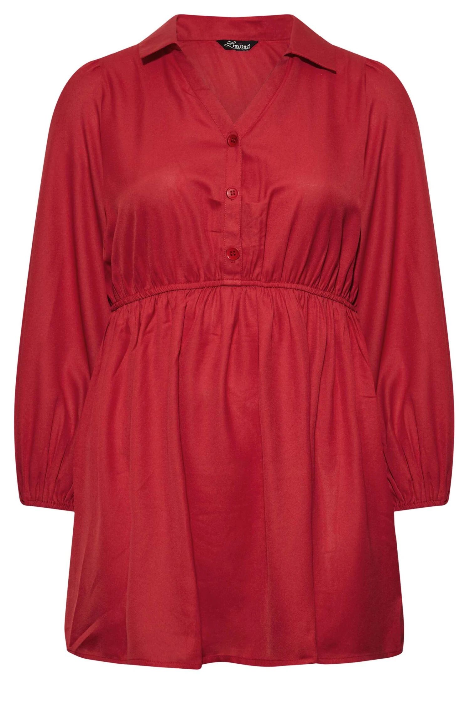 LIMITED COLLECTION Curve Red Peplum Blouse - Image 5