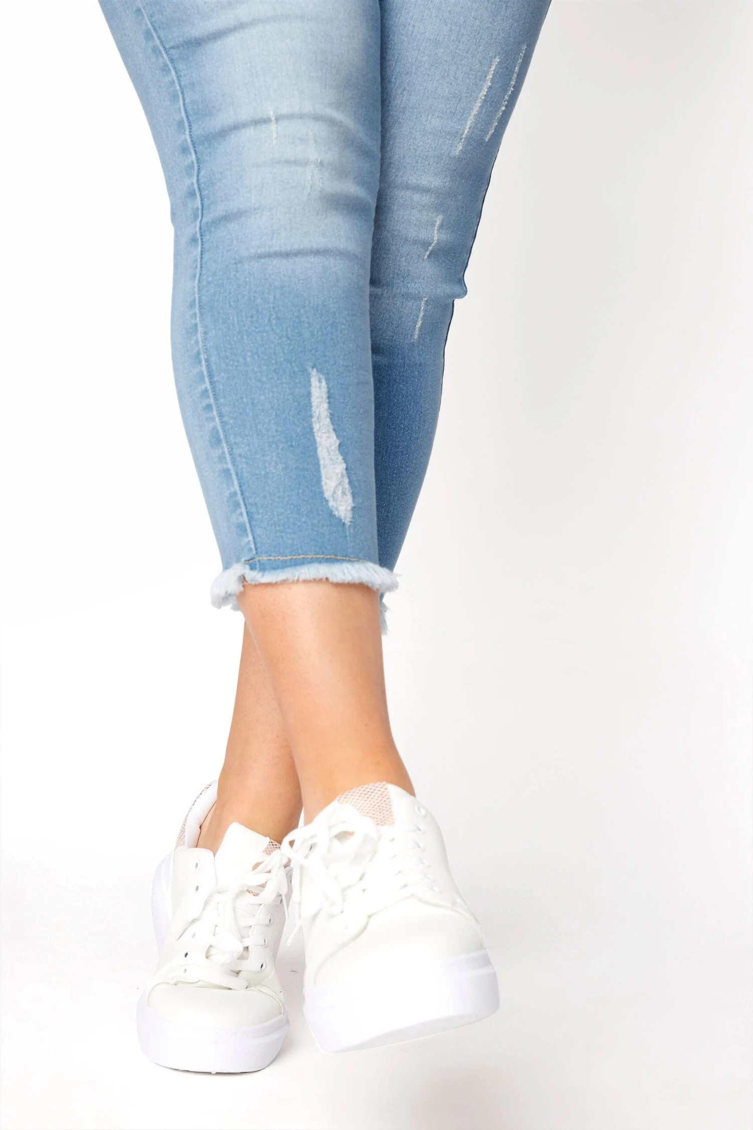 YOURS FOR GOOD Light Blue Cat Scratch Cropped JENNY Jeggings - Image 2