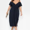 YOURS LONDON Curve Navy Blue Cold Shoulder Wrap Dress