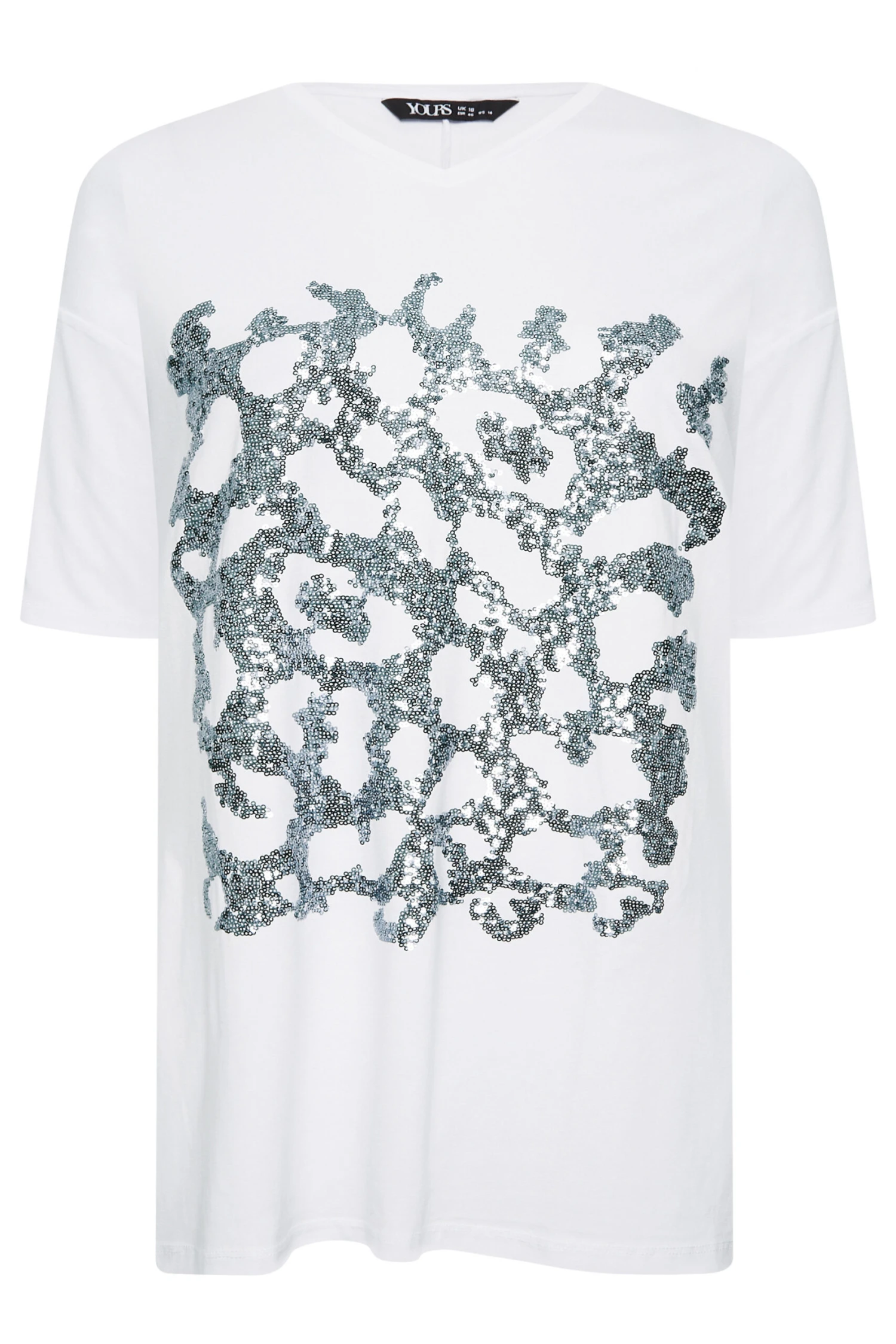 YOURS Curve White Leopard Print Sequin Top - Image 5