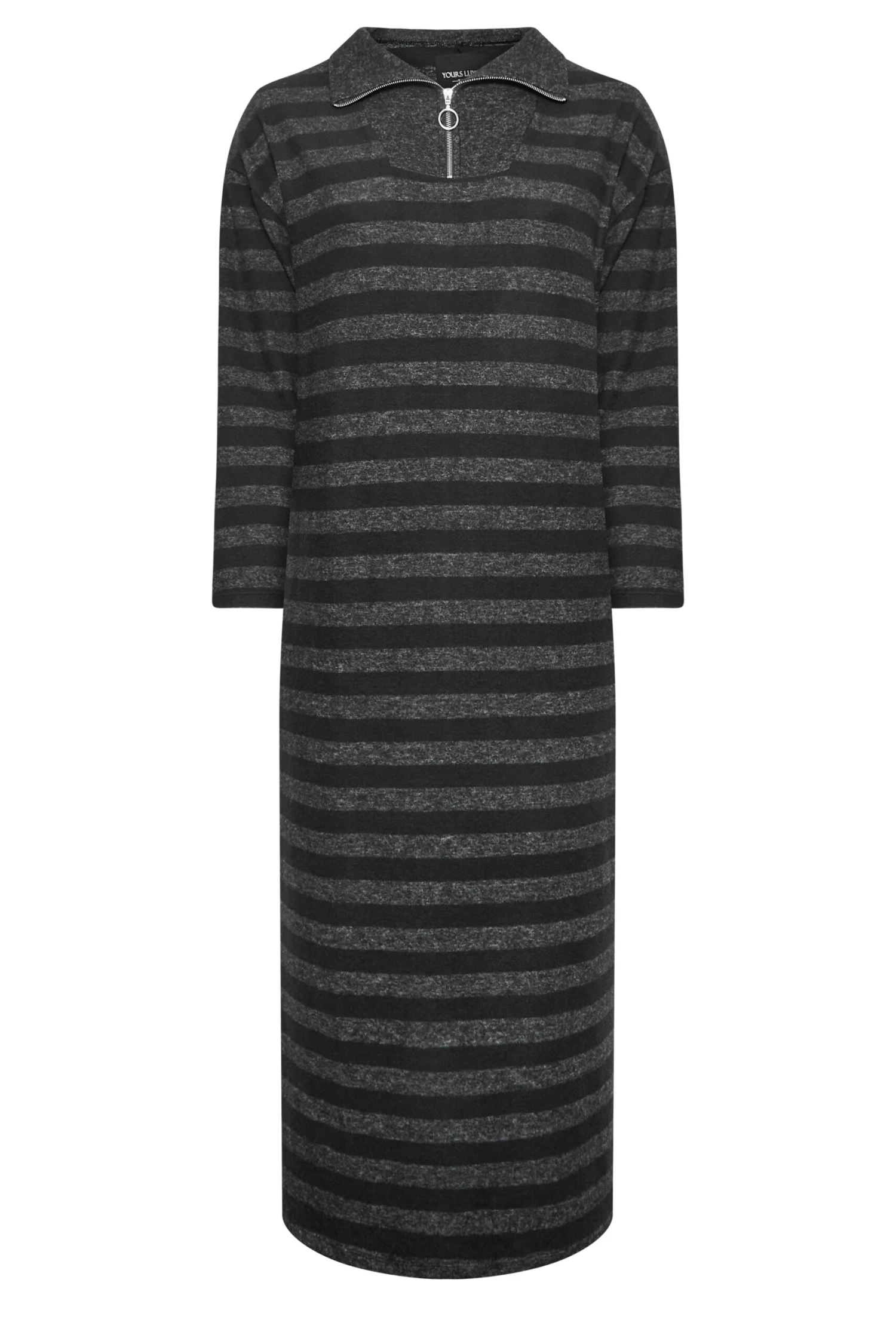 YOURS LUXURY Curve Black Stripe Print Soft Touch Jumper Dress - Image 6