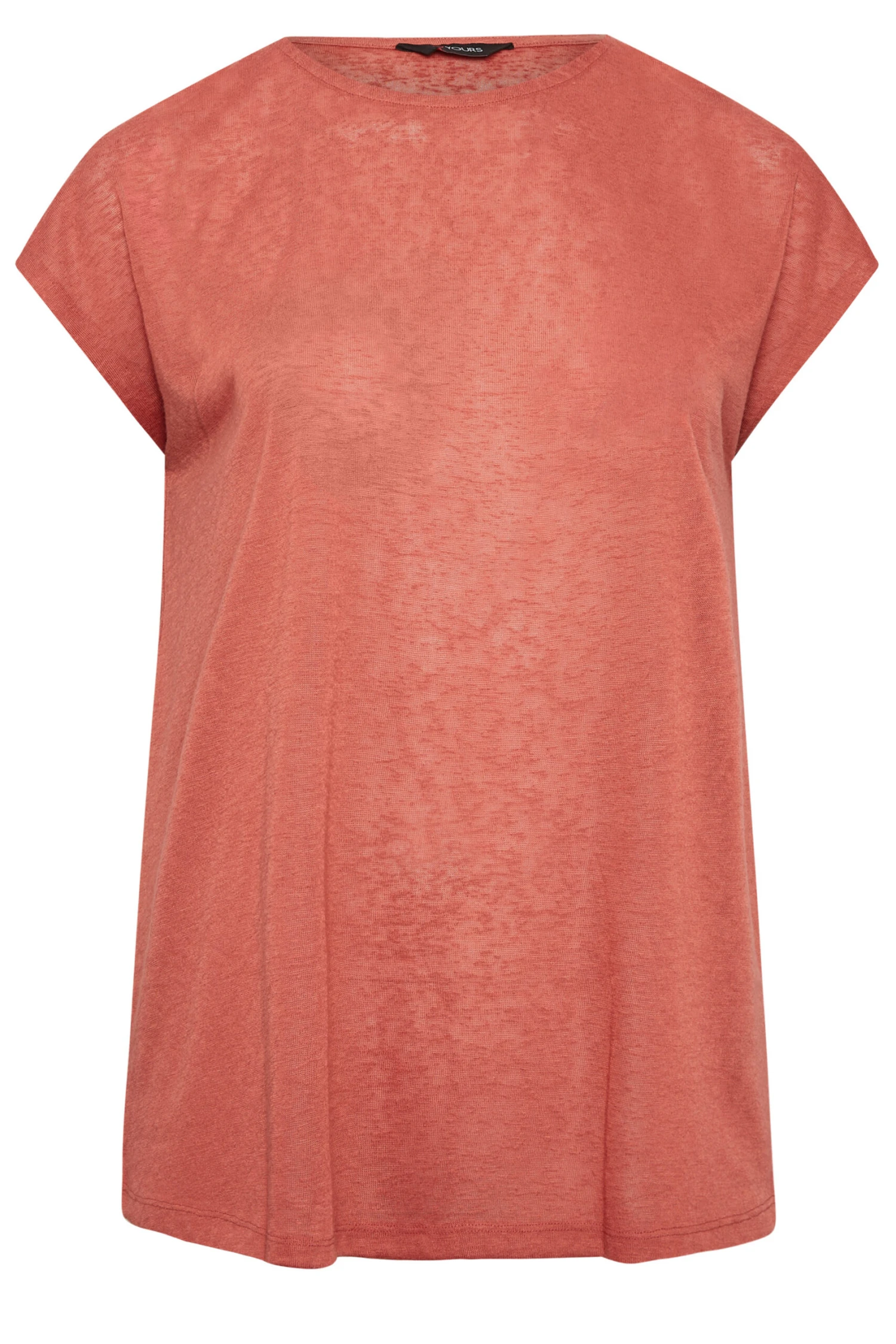 YOURS Curve Rust Orange Linen Look T-Shirt - Image 5