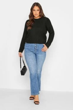 YOURS Curve Black Soft Touch Puff Sleeve Top
