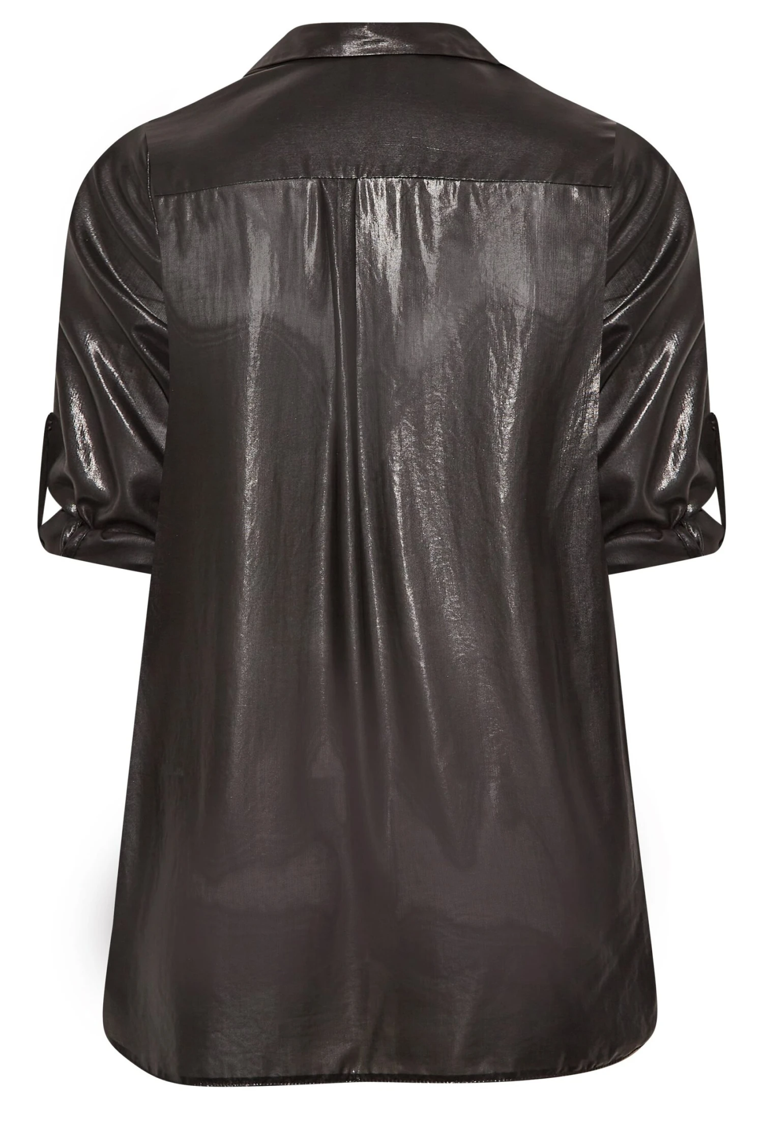 YOURS Curve Black Shimmer Button Through Shirt - Image 6