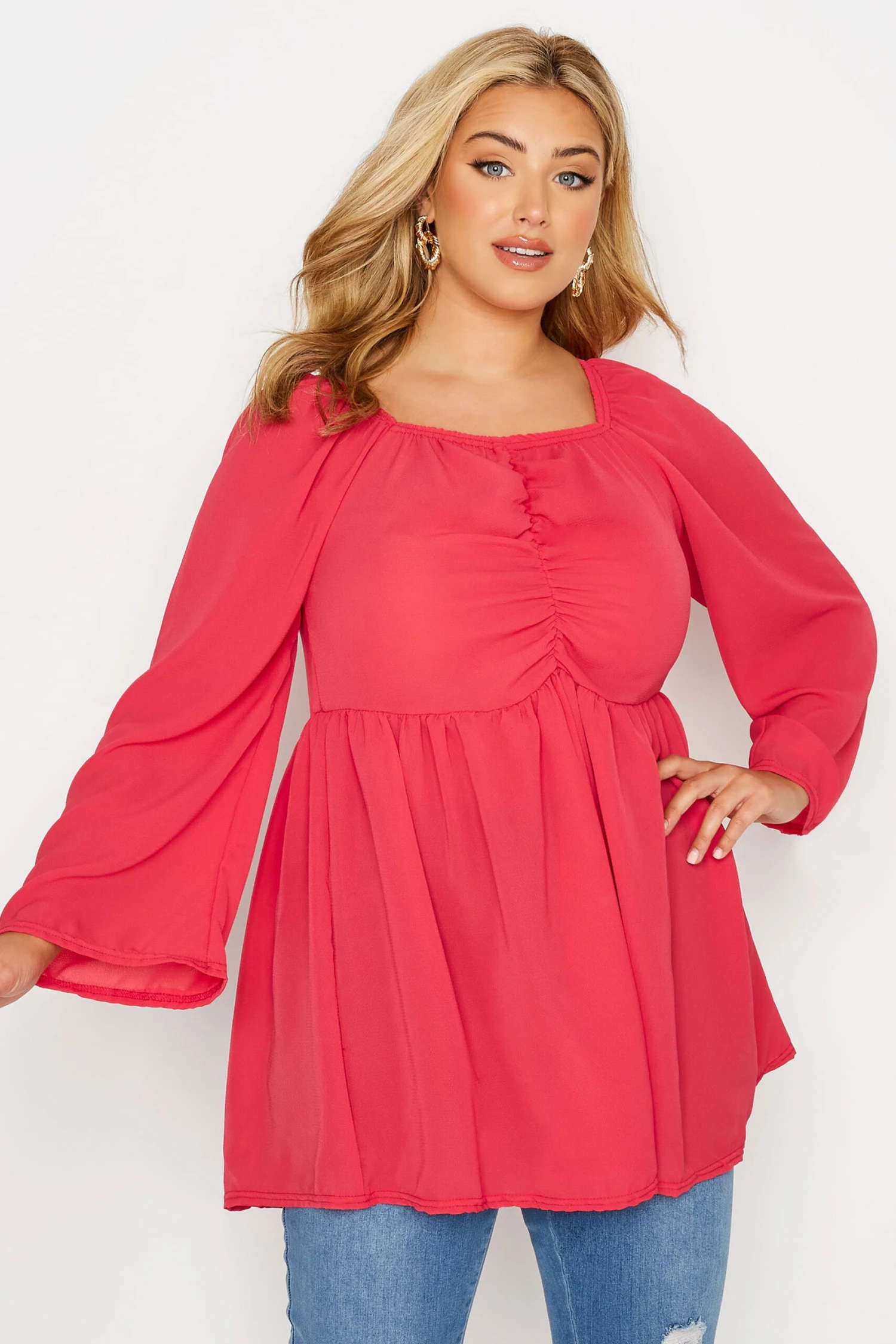 LIMITED COLLECTION Curve Hot Pink Ruched Blouse - Image 6