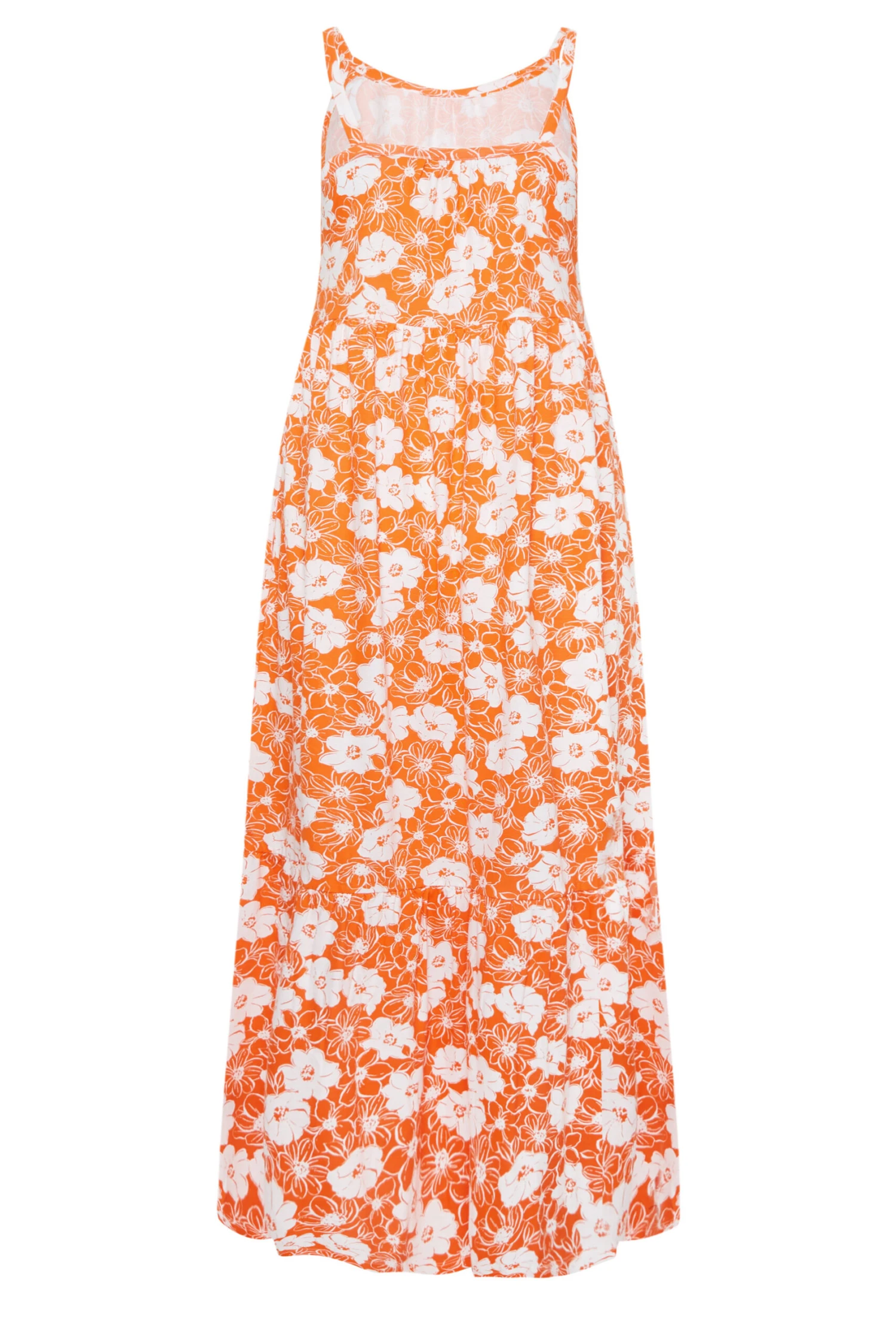 YOURS Curve Orange Floral Tiered Maxi Sundress - Image 6