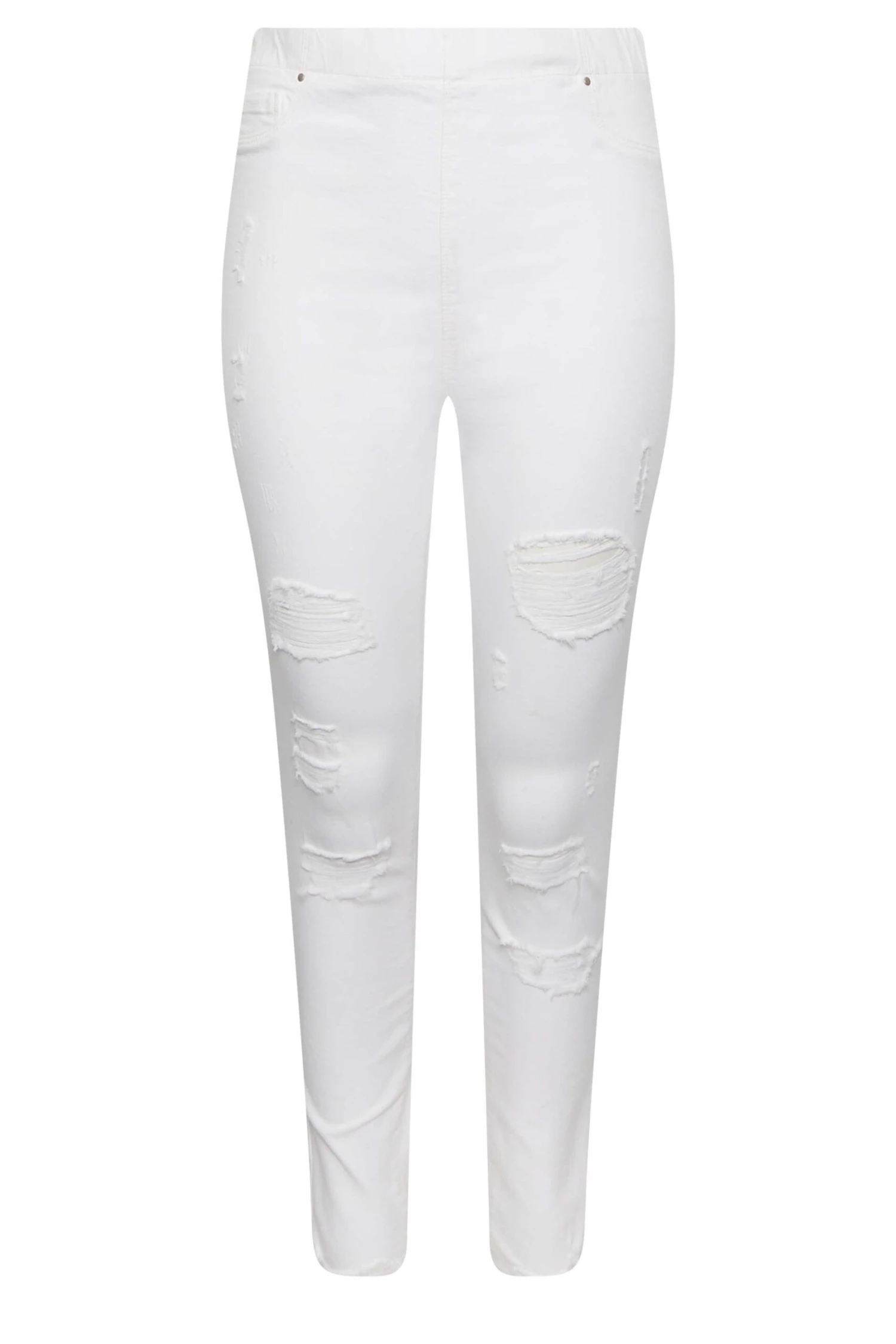 YOURS Curve White Stretch Extreme Ripped JENNY Jeggings - Image 4