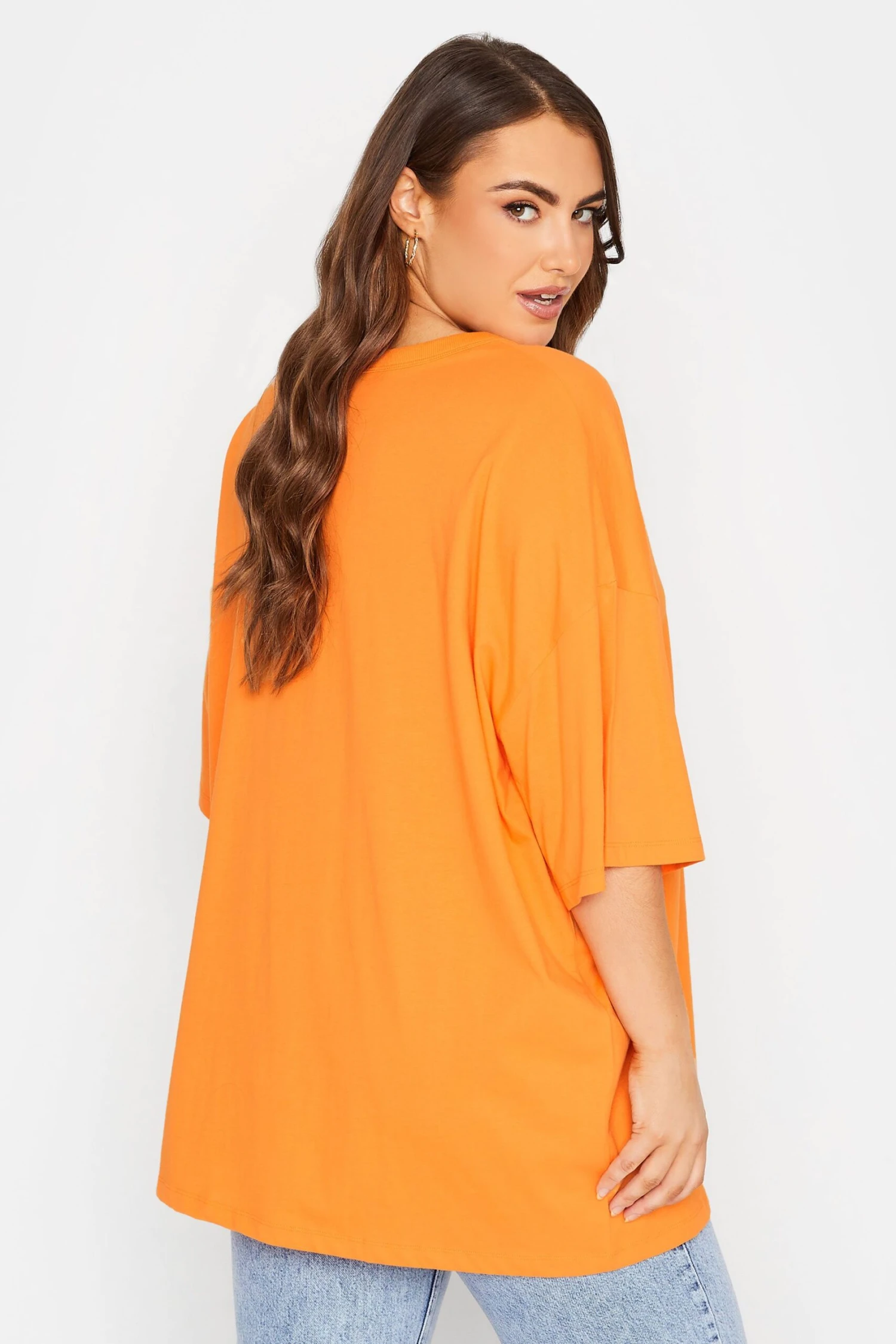 YOURS Curve Light Orange Oversized Boxy T-Shirt - Image 2