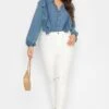 LIMITED COLLECTION Curve Blue Frill Chambray Shirt