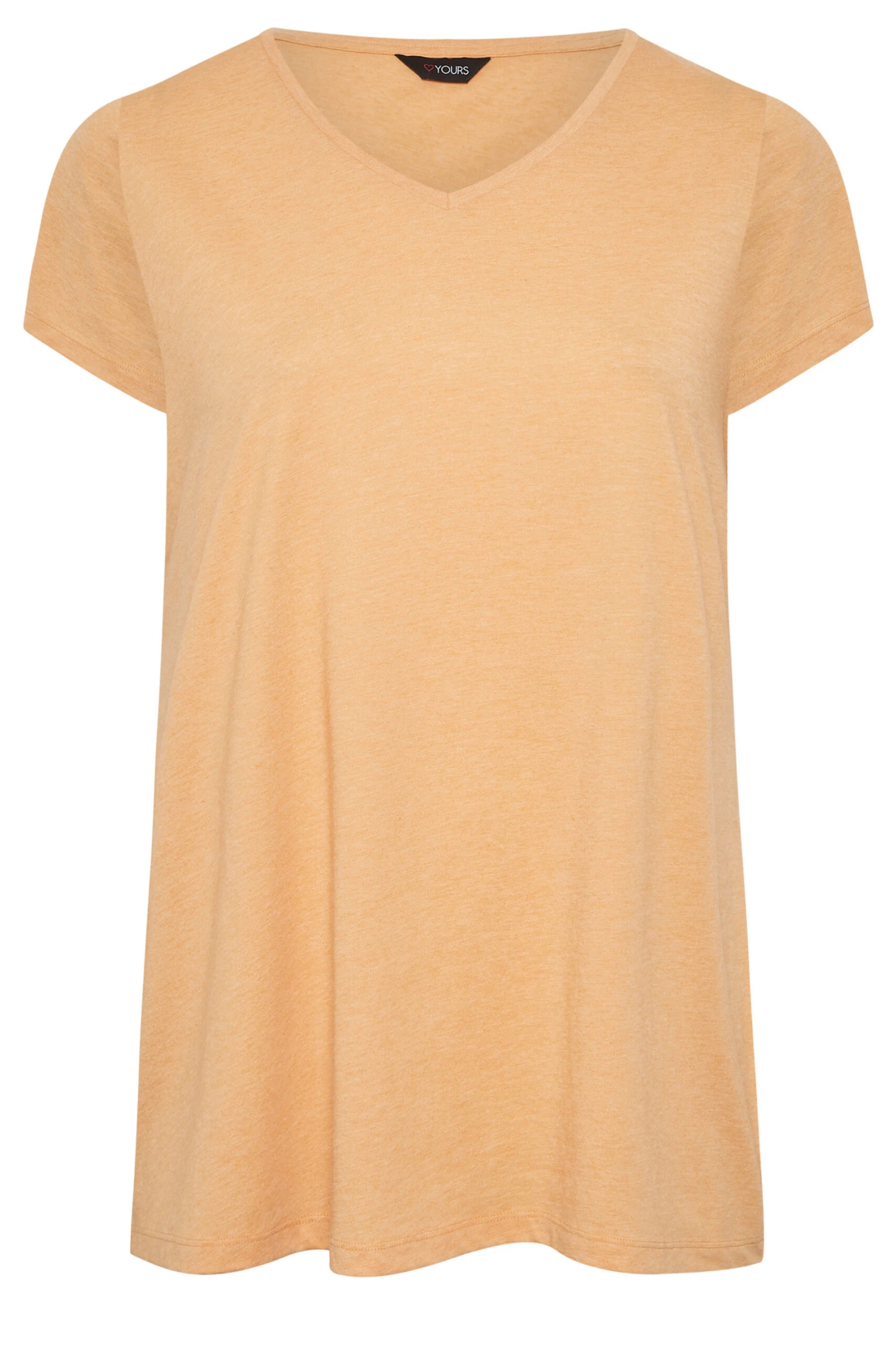 YOURS Curve Orange Marl Essential V-Neck T-Shirt - Image 4