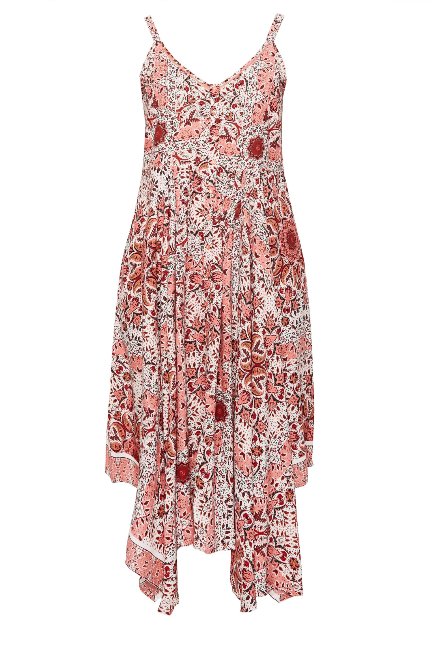 YOURS Curve Red Paisley Print Hanky Hem Dress - Image 5