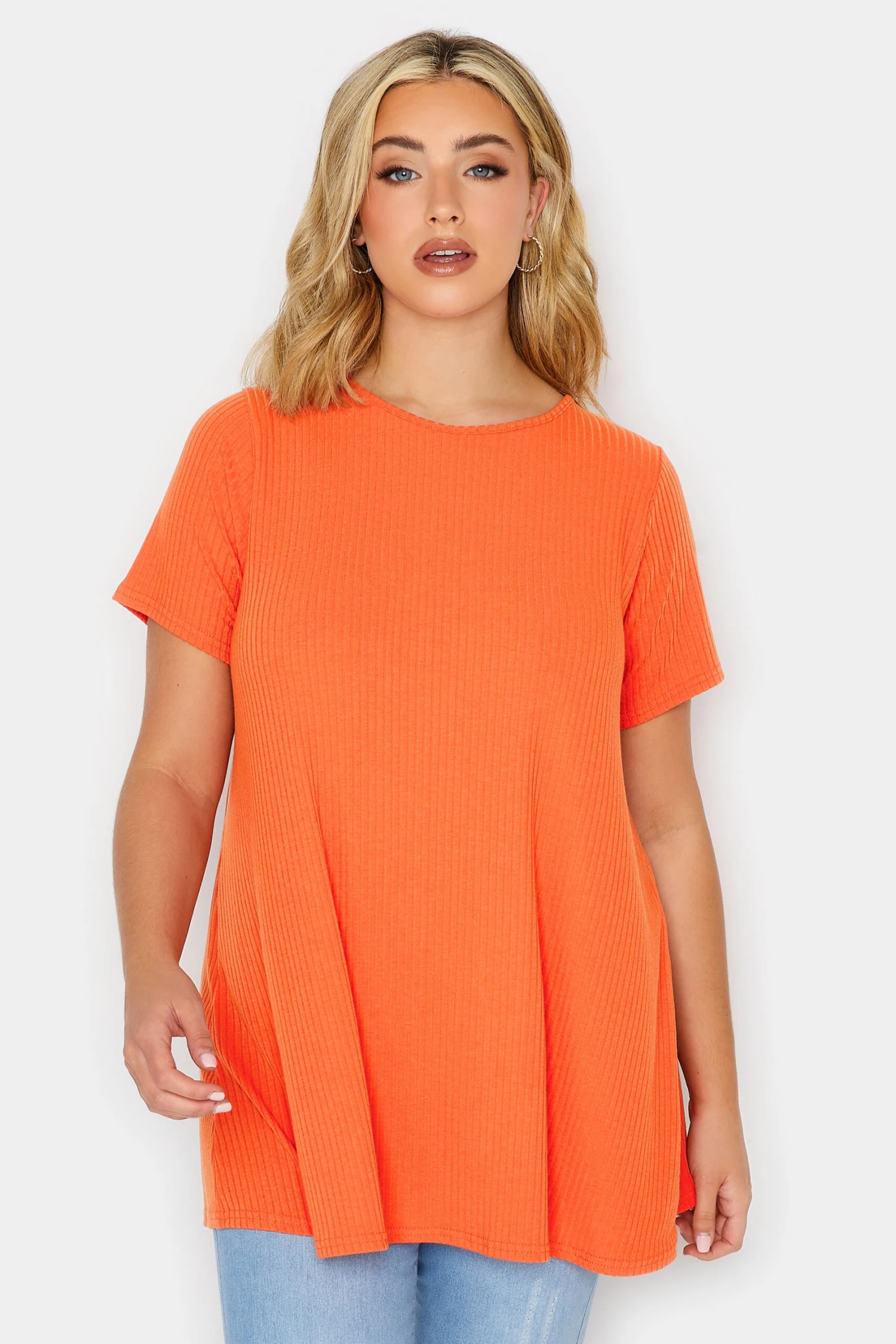 YOURS Curve Orange Ribbed Swing Top - Image 6