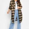 YOURS Curve Beige Brown Check Maxi Shirt