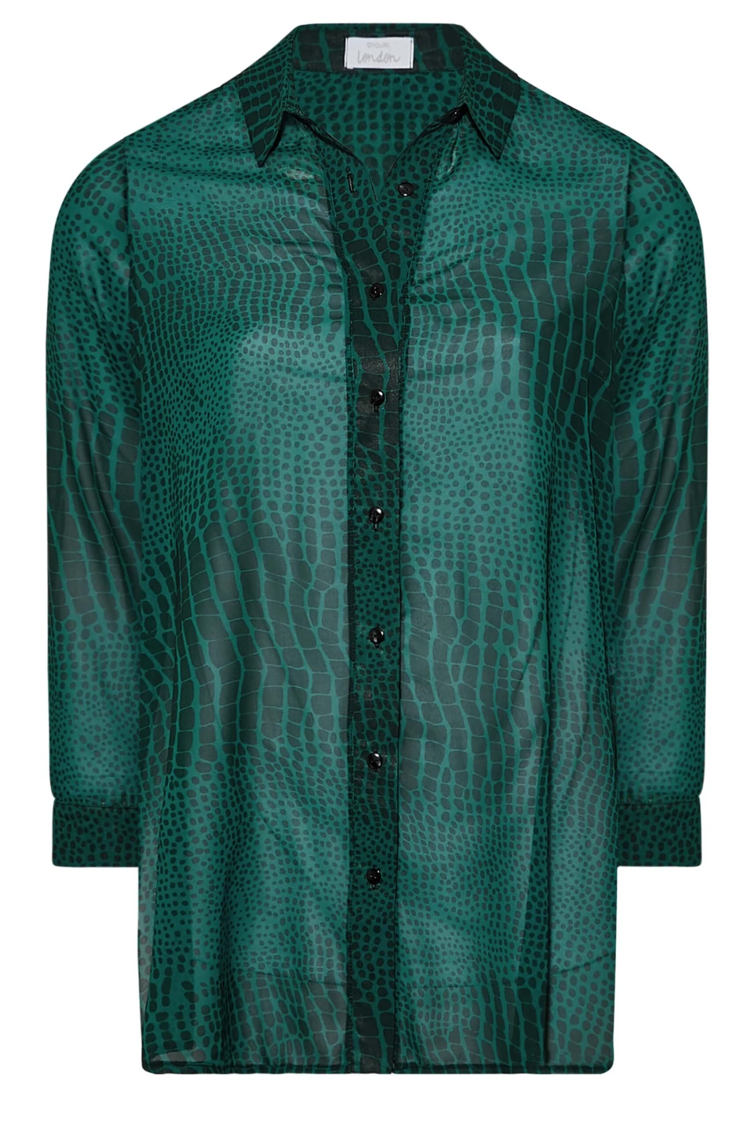 YOURS LONDON Curve Green Snake Print Shirt - Image 5