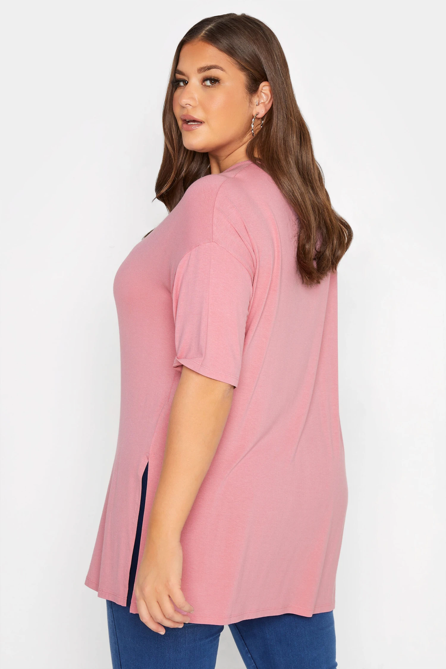 YOURS Curve Rose Pink Oversized T-Shirt - Image 2