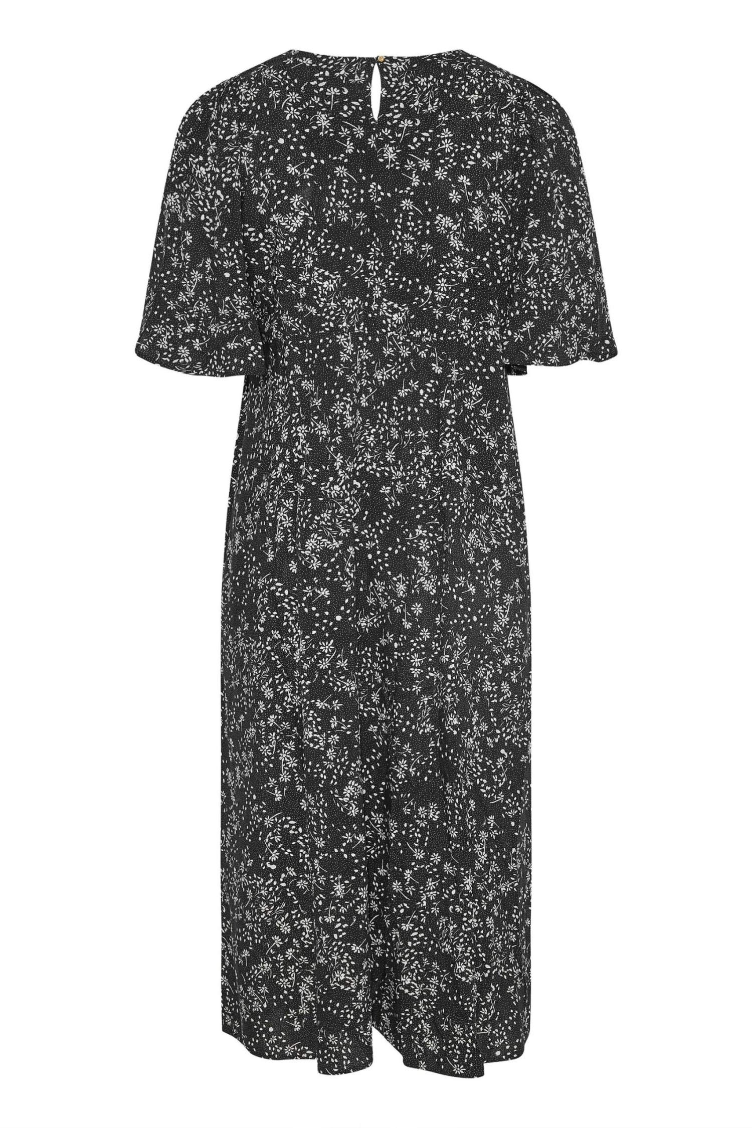 YOURS Curve Black Daisy Print Side Split Midi Dress - Image 5