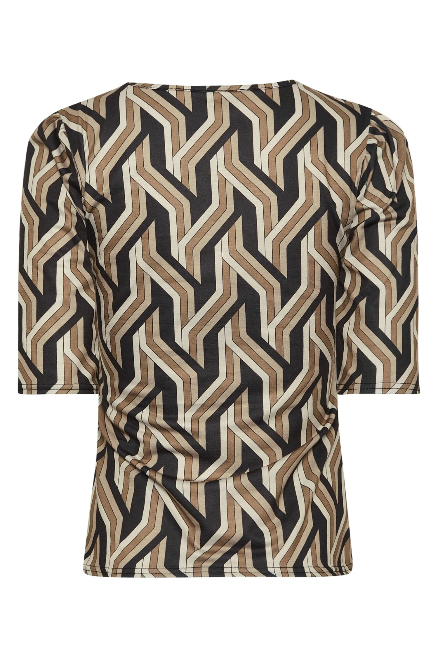 YOURS PETITE Curve Brown & Black Geometric Print T-Shirt - Image 6
