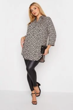 YOURS Curve Beige Brown & Black Abstract Shirt