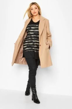 YOURS Curve Black Stripe Long Sleeve Top