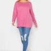 YOURS Curve Pink Long Sleeve T-Shirt