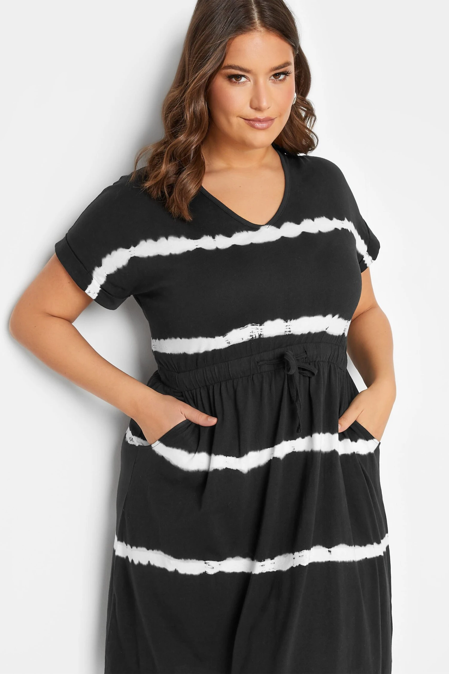 YOURS Curve Black Tie Dye Midi Dress - Image 3