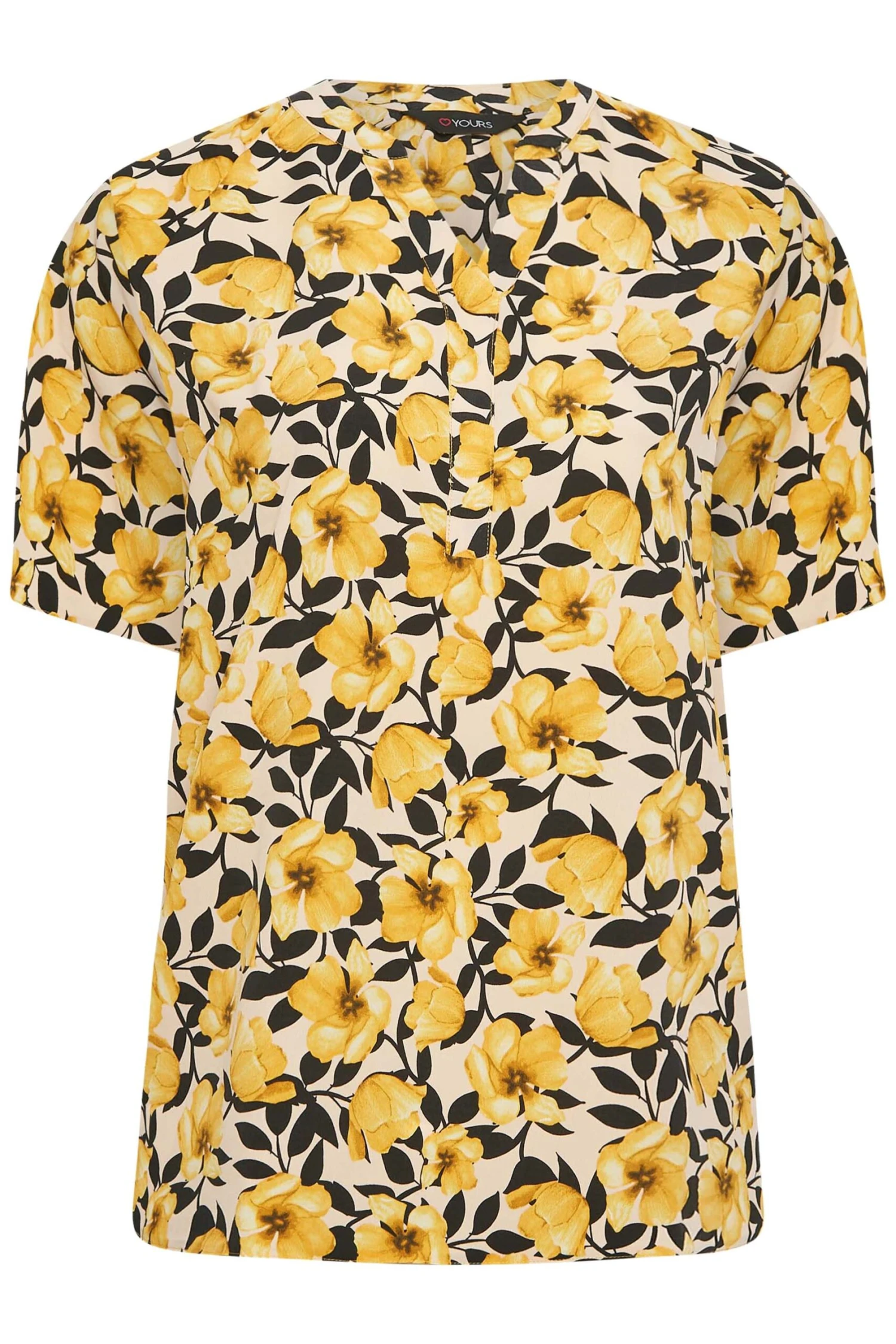 YOURS Curve Yellow Floral Print V-Neck Blouse - Image 5