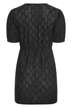 YOURS PETITE Curve Black Broderie Anglaise Smock Dress