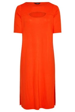 YOURS Curve Orange Cut Out T-Shirt Dress