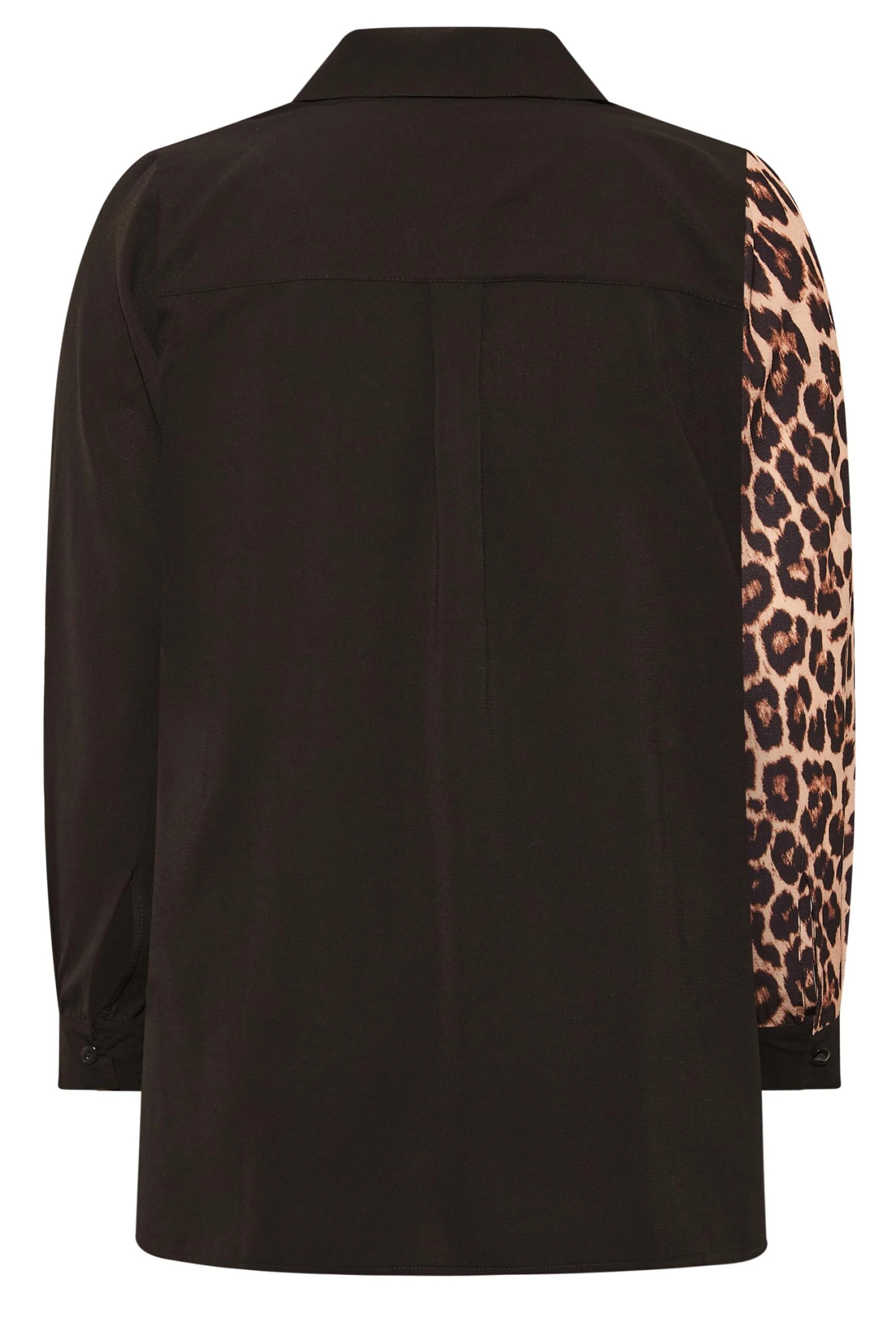 YOURS LONDON Curve Black Leopard Print Half & Half Shirt - Image 6