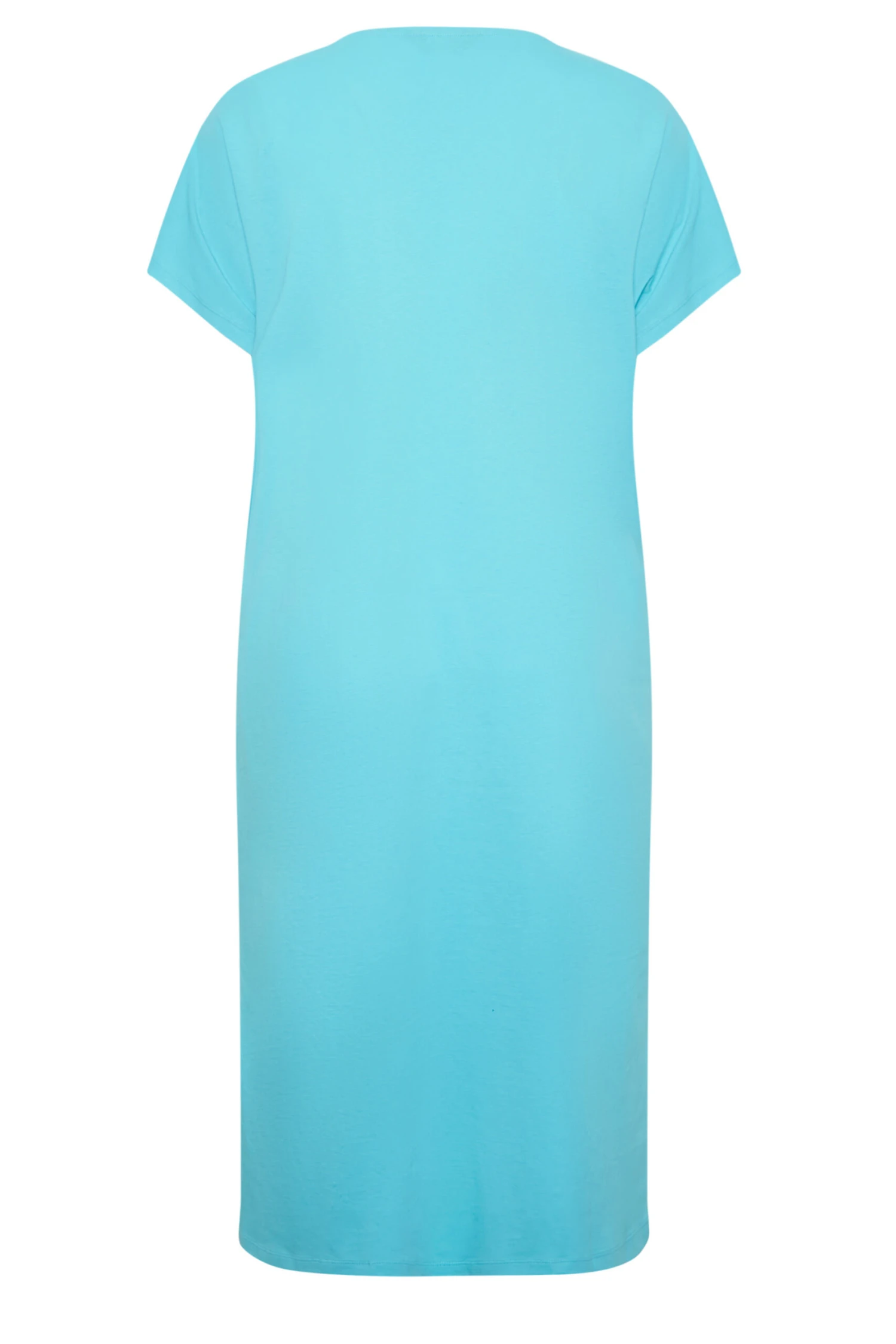 YOURS Curve Blue Side Split Midaxi T-Shirt Dress - Image 6