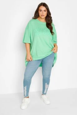 YOURS Curve Light Blue Distressed Hem GRACE Jeggings