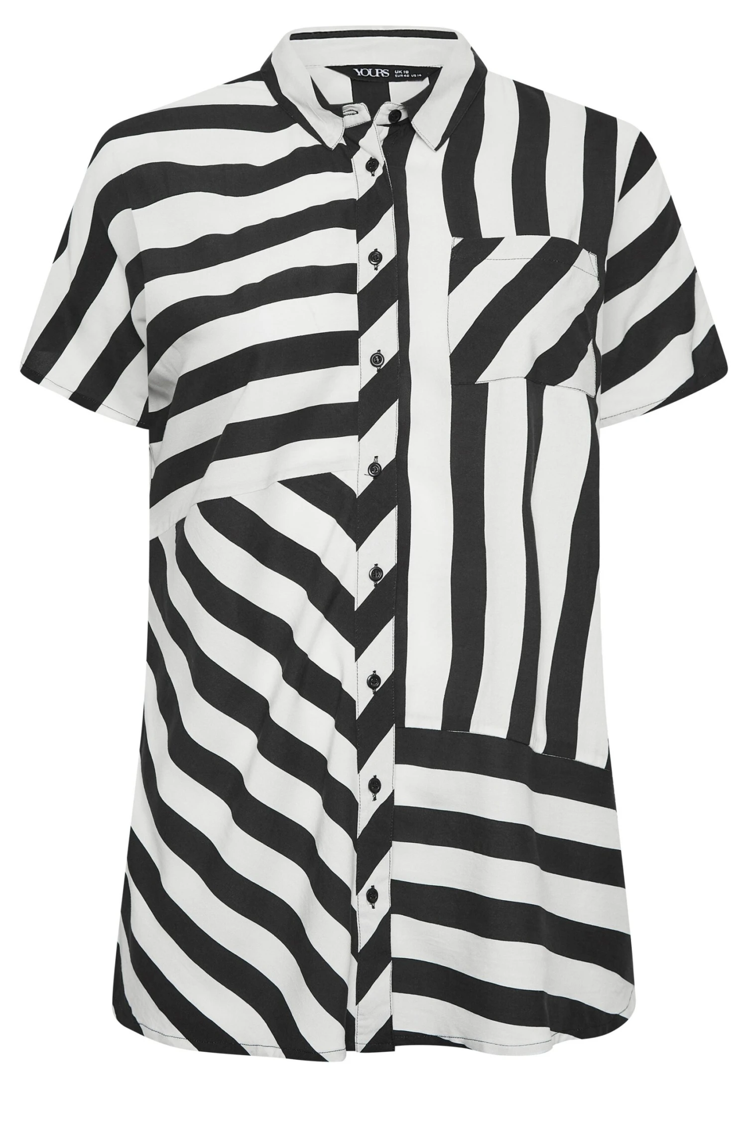 YOURS Curve Black Stripe Print Shirt - Image 5