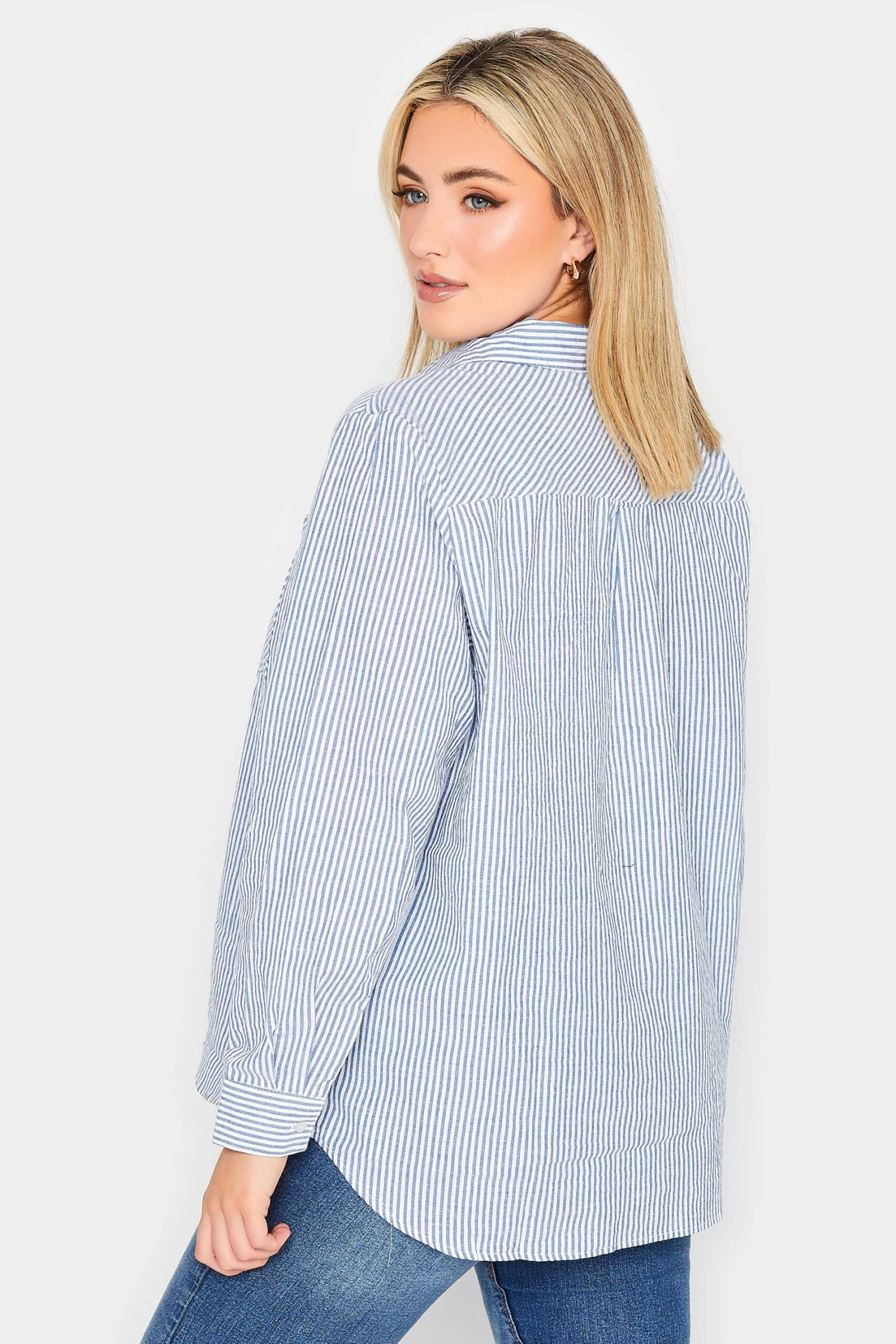 YOURS PETITE Curve Blue Stripe Shirt - Image 2