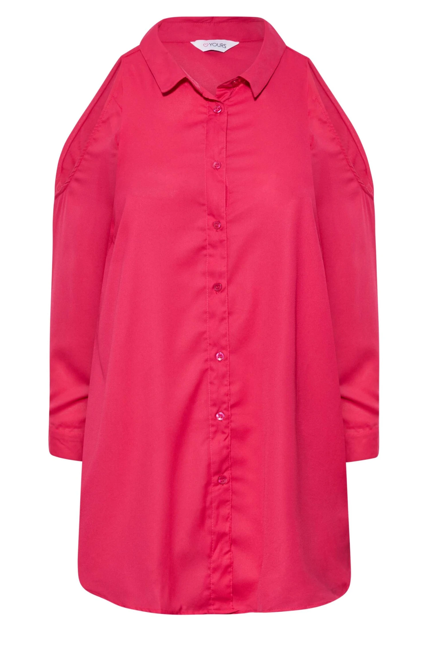 YOURS Curve Hot Pink Cold Shoulder Shirt - Image 5