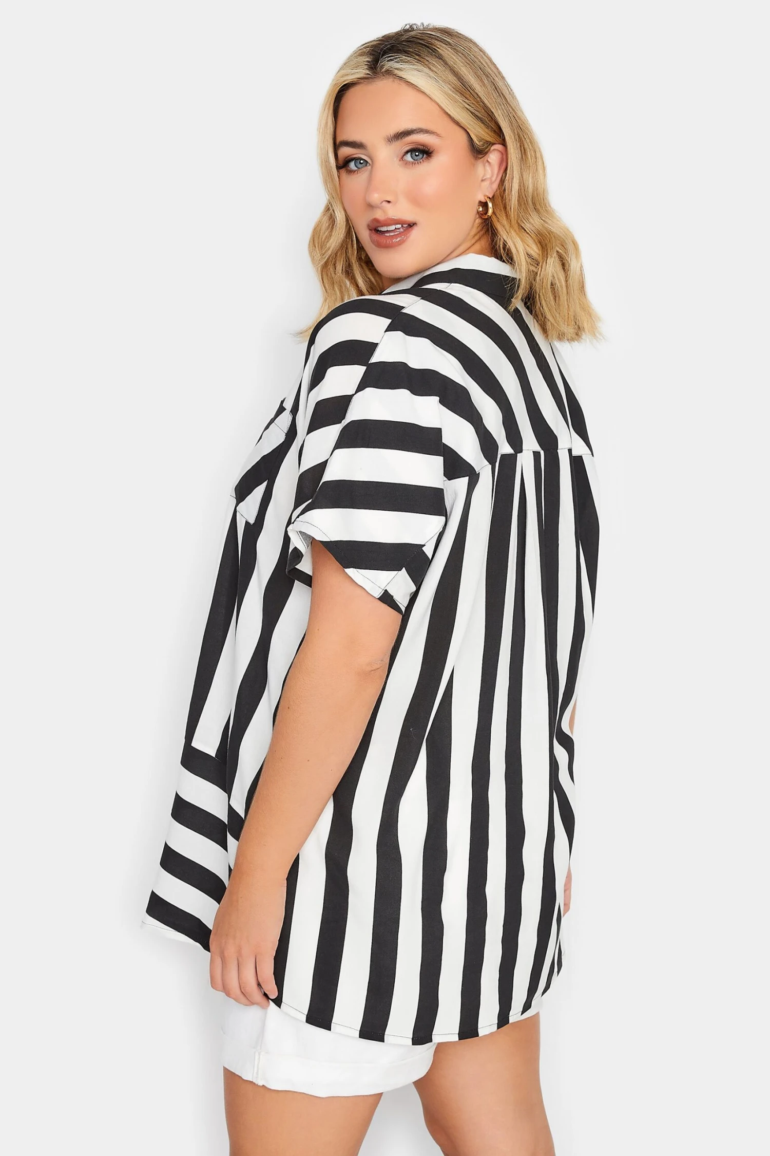 YOURS Curve Black Stripe Print Shirt - Image 3
