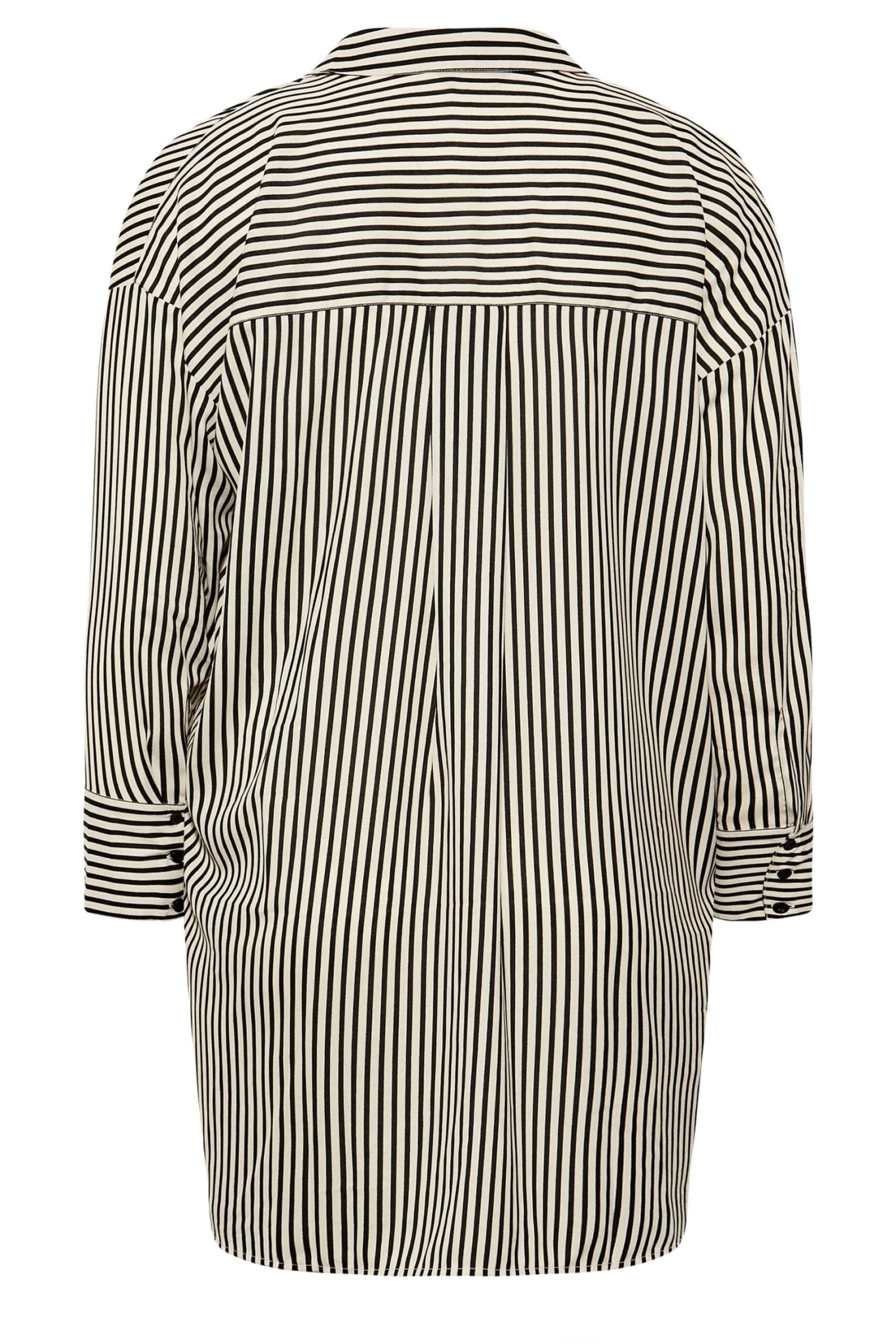 YOURS Curve Black & Cream Stripe Oversized Boyfriend Shirt - Image 6
