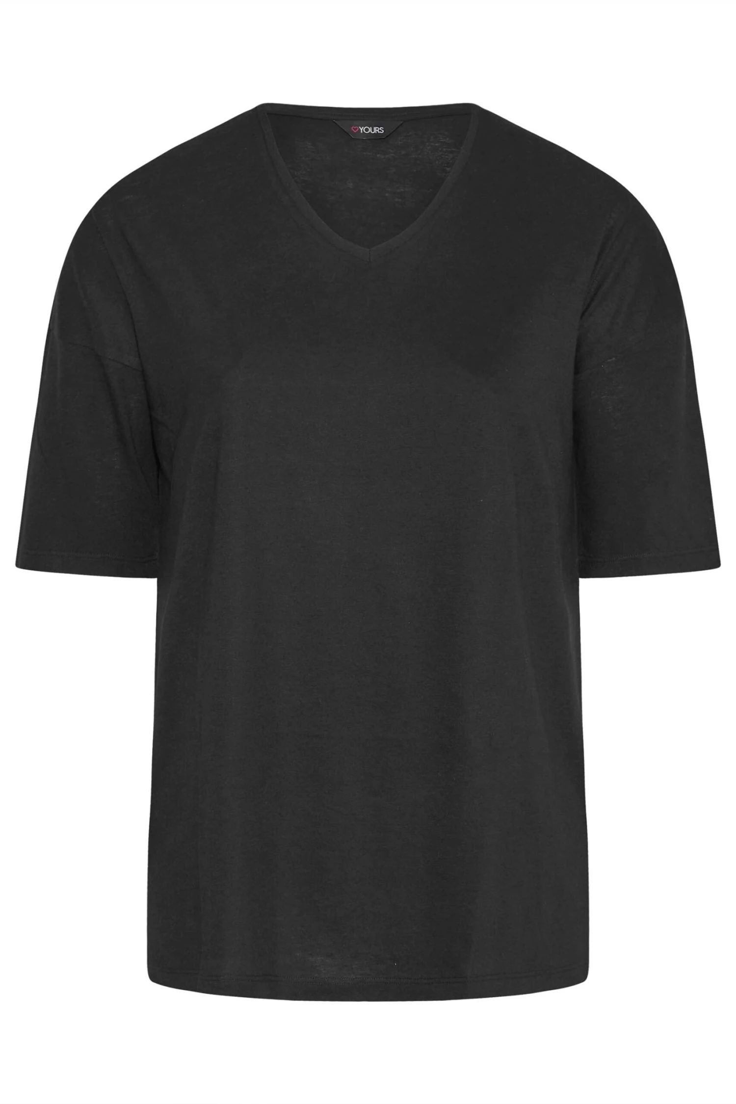 YOURS Curve Black V-Neck T-Shirt - Image 4