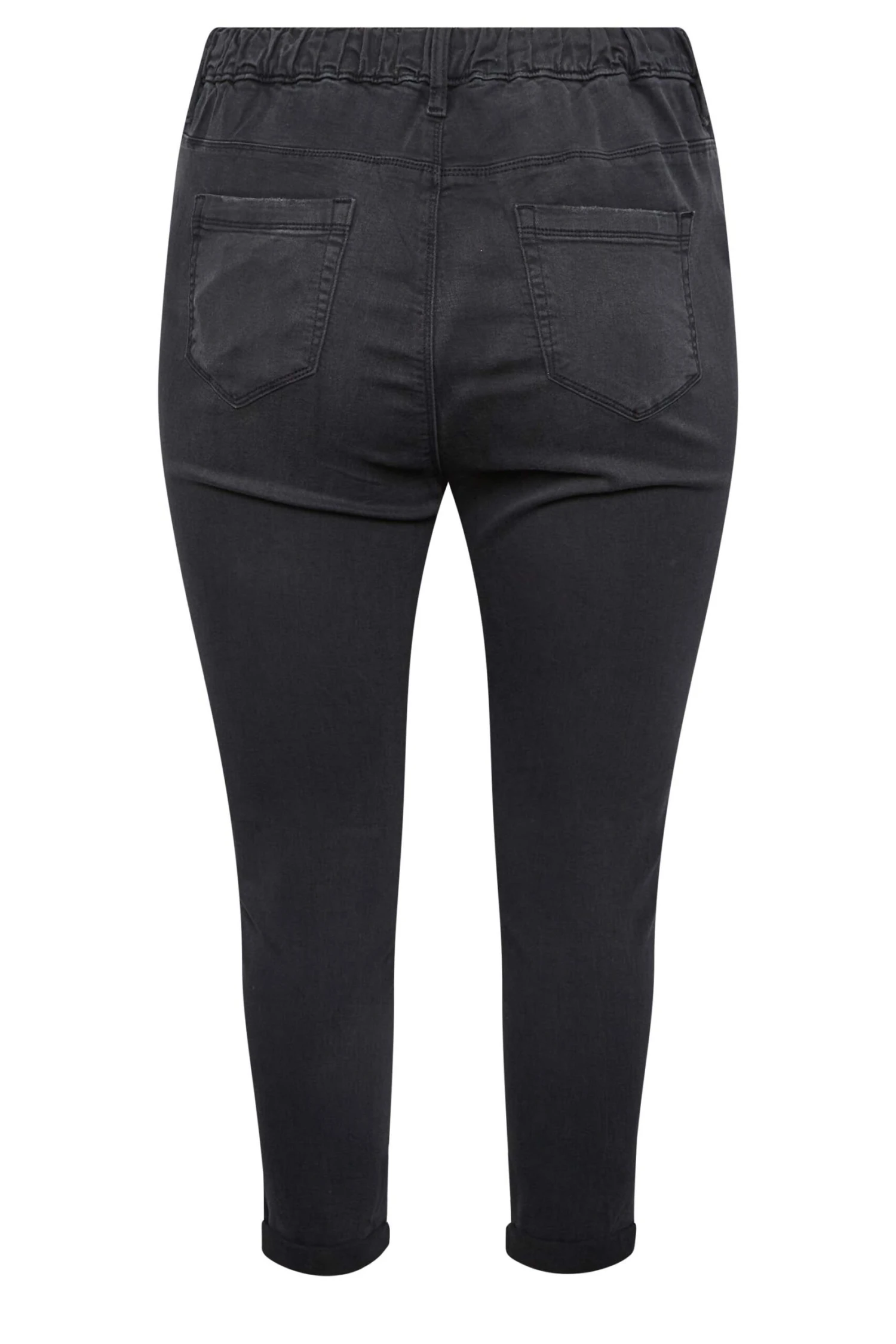 YOURS Curve Washed Black Cropped Stretch Ripped GRACE Jeggings - Image 4