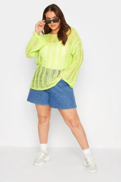 YOURS Curve Lime Green Crochet Top