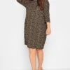 YOURS Curve Black & Beige Polka Dot Midi Dress